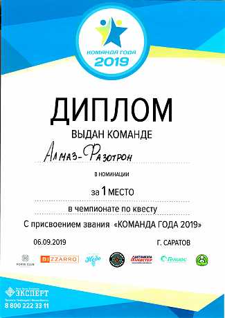 Городской чемпионат среди бизнес команд Команда года 2019